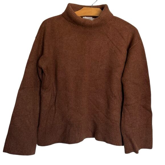 The Reset R Label The Magic Mock Neck Turtleneck Sweater Wool Blend Brown Size M - Picture 1 of 10